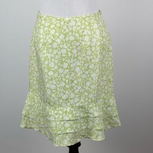 EUC Ann Taylor Green & White Floral Linen Skirt
